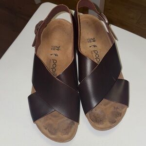 Papillio Dark Brown Cross-Strap Sandals